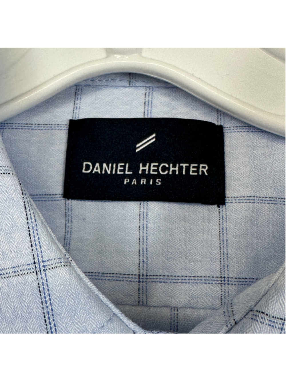 Daniel Hechter Paris Dress Shirt Blue Check Modern Fit Men's / S 14-14.5 - Picture 7 of 12